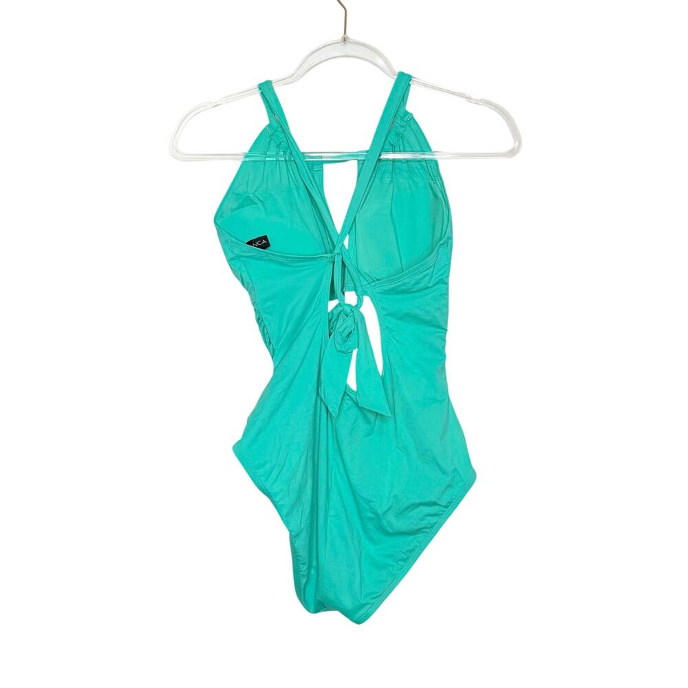 LA BLANCA Island Goddess Keyhole One Piece Swimsuit Ruched Calypso Womens Sz 12 - Picture 5 of 11